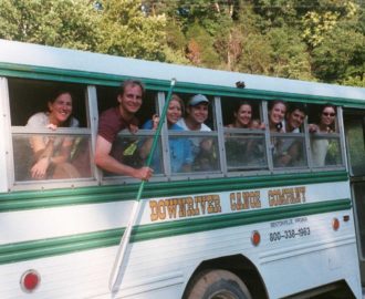 bus full of people ready to start their river adventure Downriver Canoe Company Shenandoah Valley River