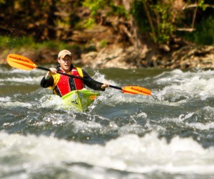 Someone enjoying their kayaking rental on the Shenandoah River